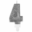 Premium Number 4 Candle Silver